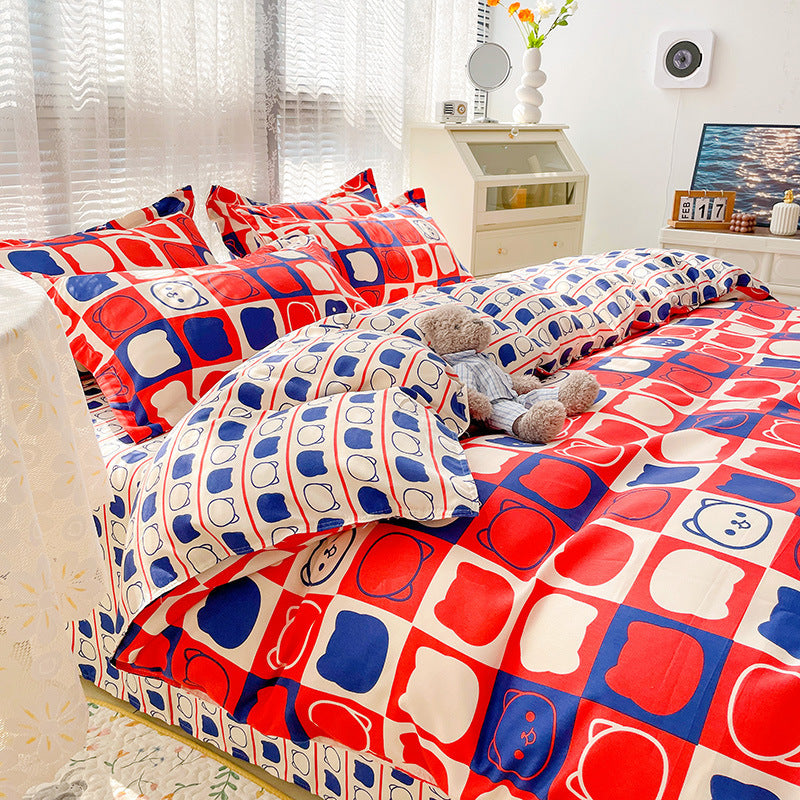 Four-piece Set Sanding Skin Bed Sheet Quilt Cover