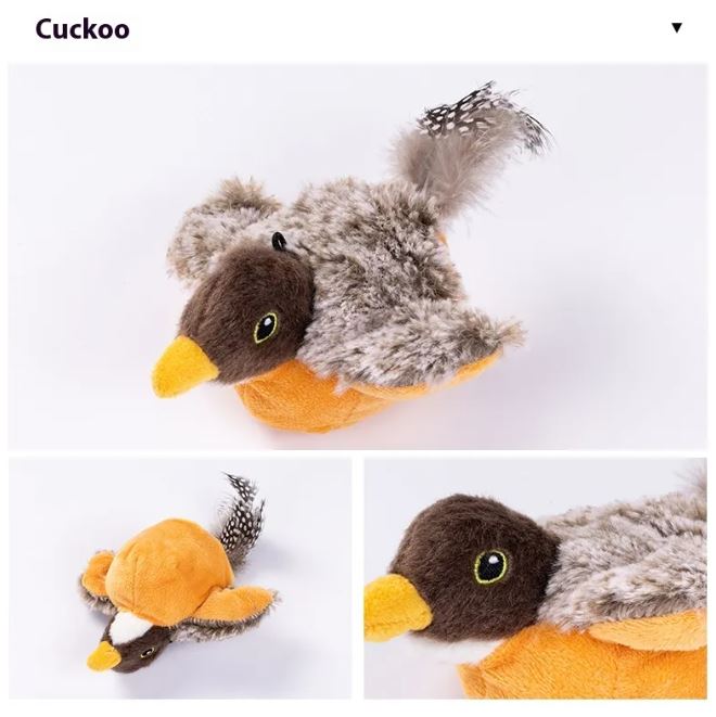 USB-rechargeable flapping bird cat toy