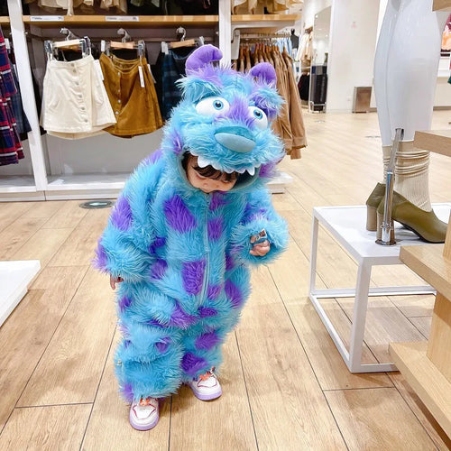 Animal-themed baby jumpsuit with hooded zipper