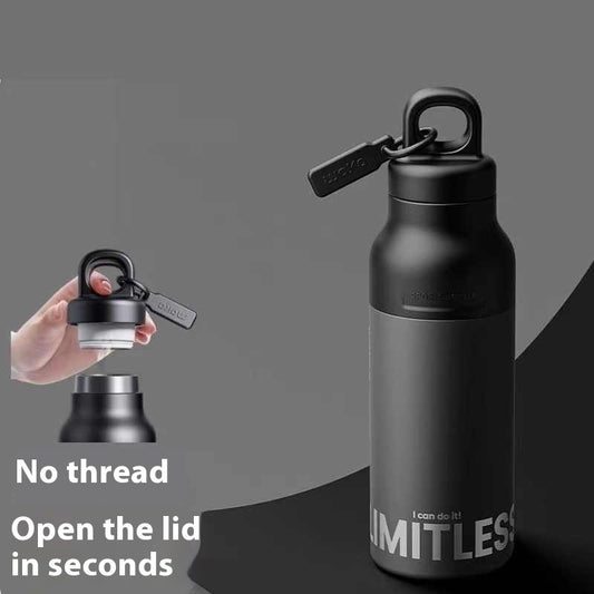 Unthreaded Quickly Open Stainless Steel Sports Bottle