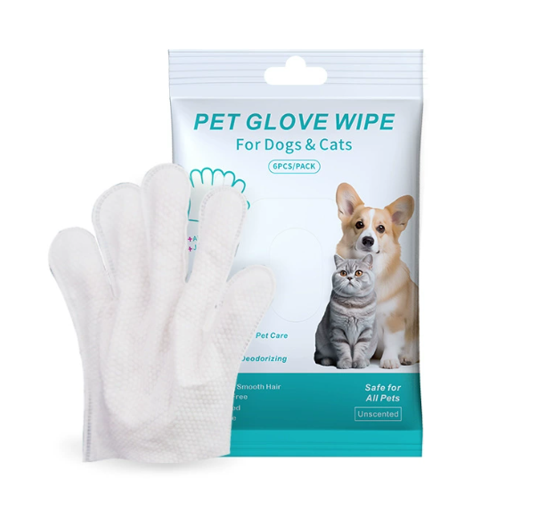 Pet cleaning gloves and wipes for dogs and cats