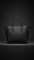 Obsidian Black Structured Leather Tote