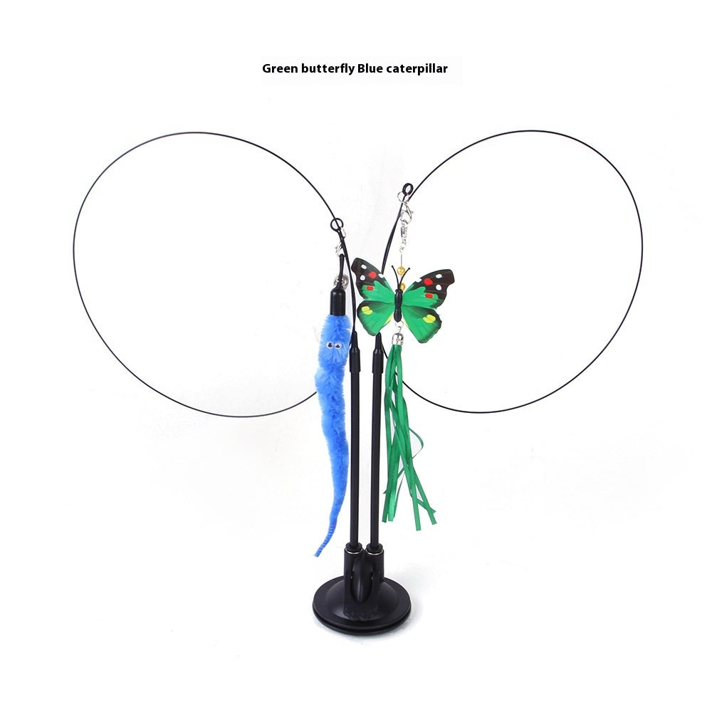 Interactive cat teaser toy with suction cup base