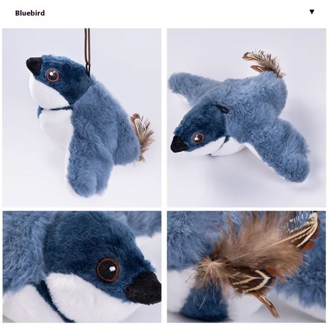 USB-rechargeable flapping bird cat toy