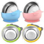 Bakpoco Stainless Steel Baby Bowls with Suction 2-in-1 SUS304 Toddlers Bowl & Removable Silicone Suction Kids Bowl Anti Scald Non Toxic Snack Container for Baby Food Feeding 4 Colors Set