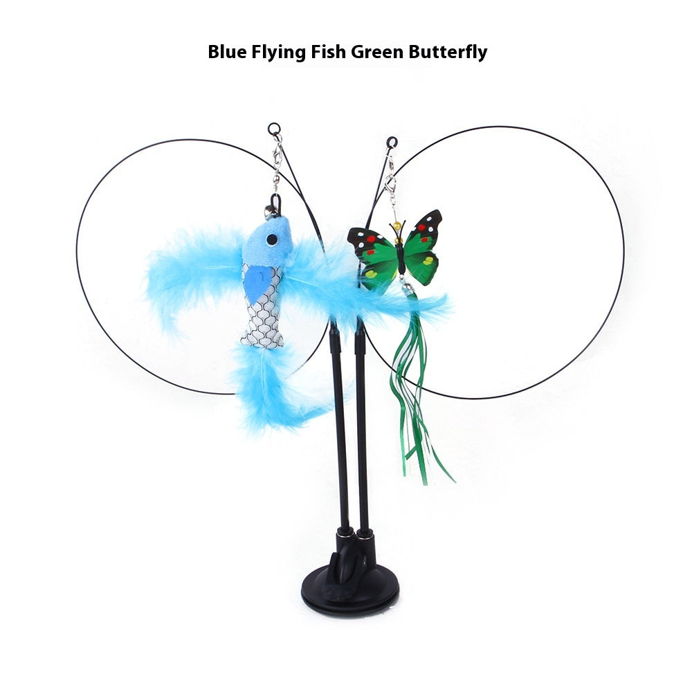 Interactive cat teaser toy with suction cup base