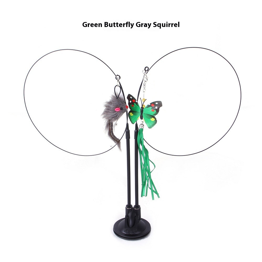 Interactive cat teaser toy with suction cup base
