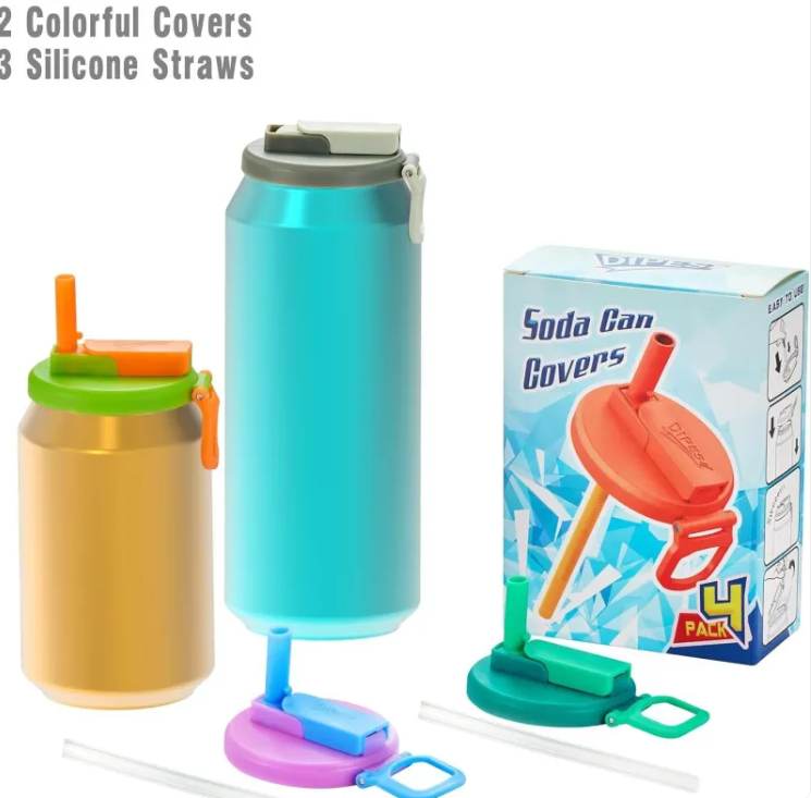 Silicone Soda Can Lid with Straw